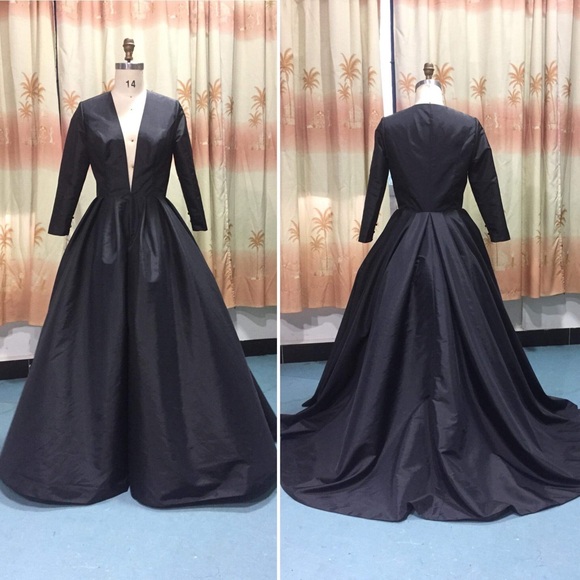 Custom Made Black Gown Overcoat Dress - Picture 5 of 8